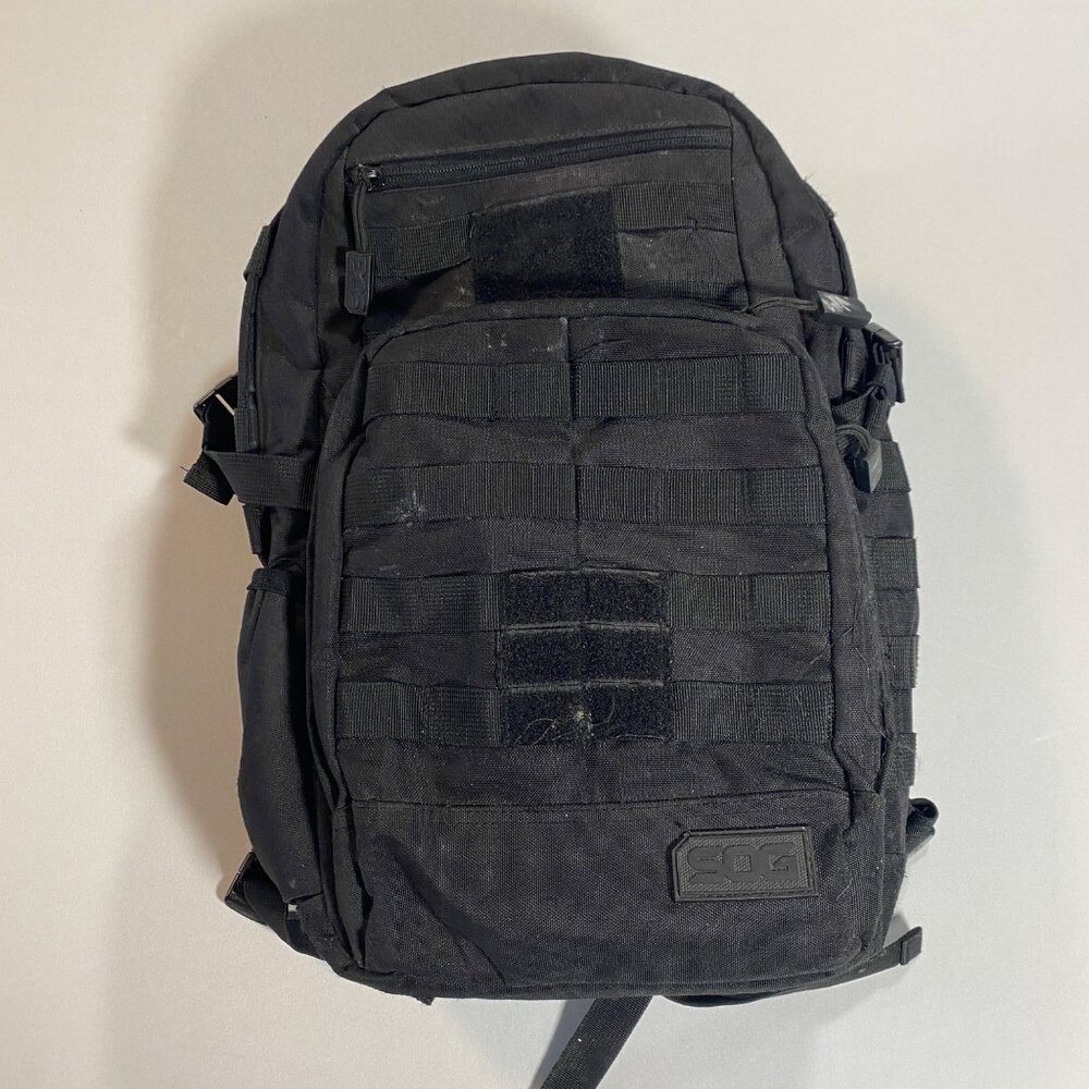 SOG 40L Tactical Backpack Black Durable Nylon Water-Resistant Multiple Compartme